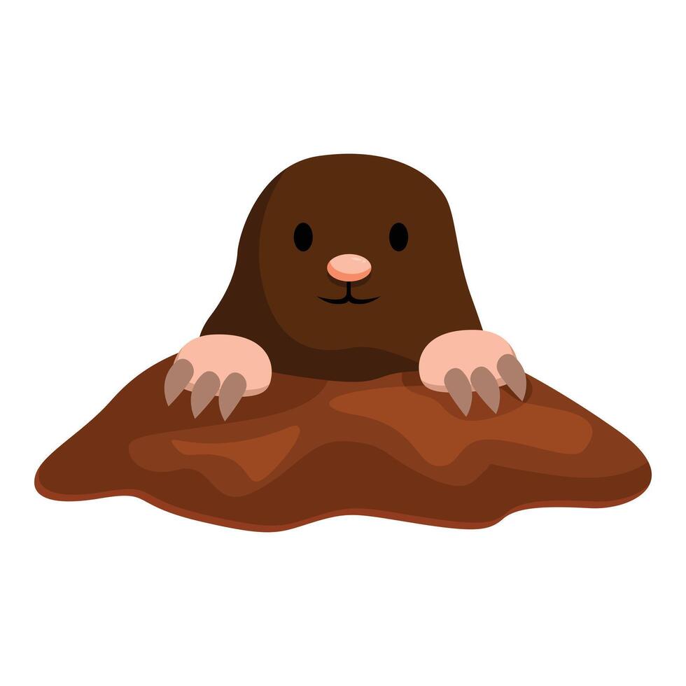 Cute mole emerging from underground in cartoon style vector