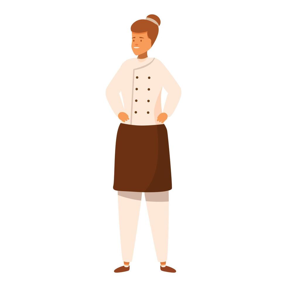 Confident female chef smiling and posing with hands on hips vector
