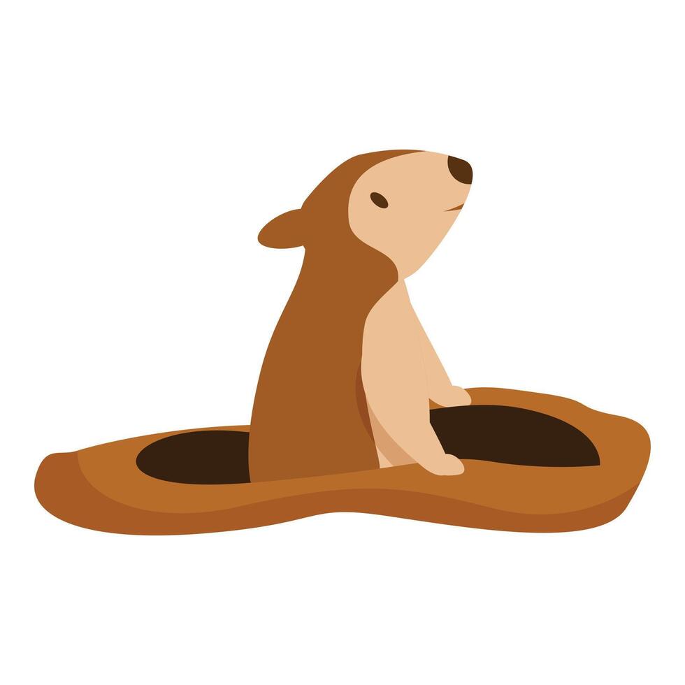 Curious groundhog emerging from its burrow vector