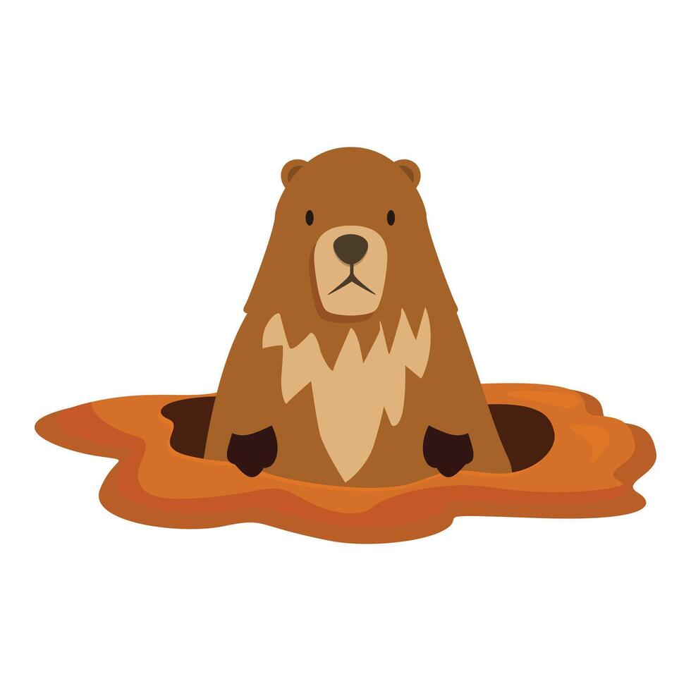 Groundhog coming out of its burrow on groundhog day vector