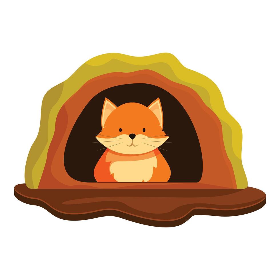 Cute fox resting in its cozy den, a cartoon illustration vector