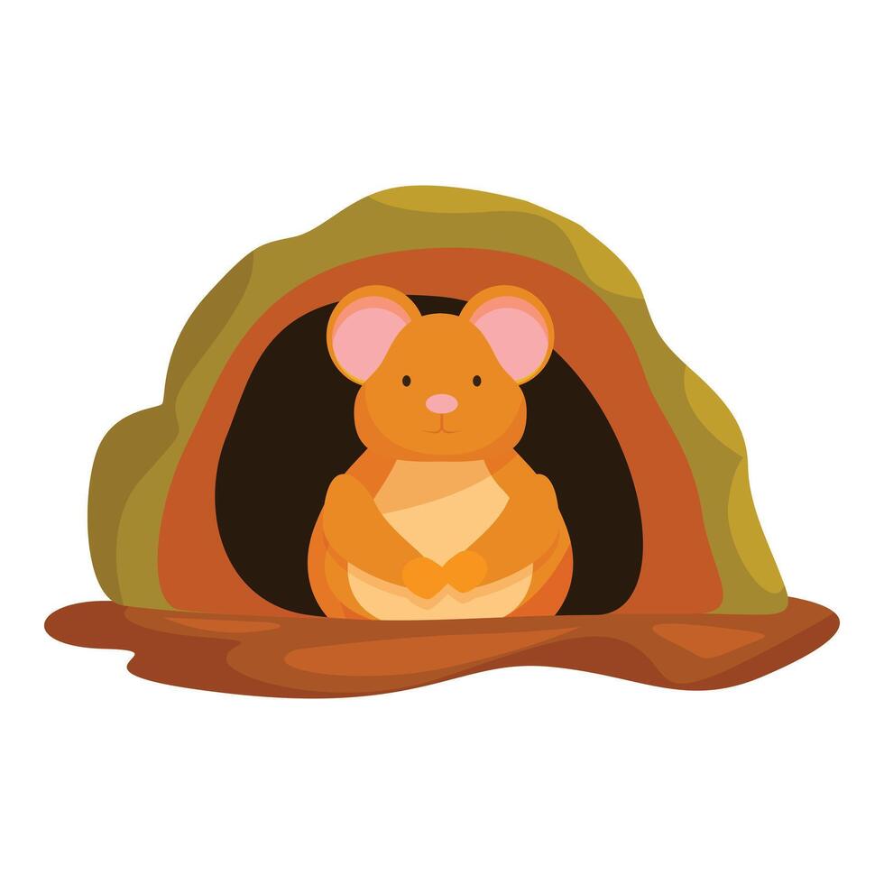 Cute mouse hiding in its cozy burrow, a charming illustration vector
