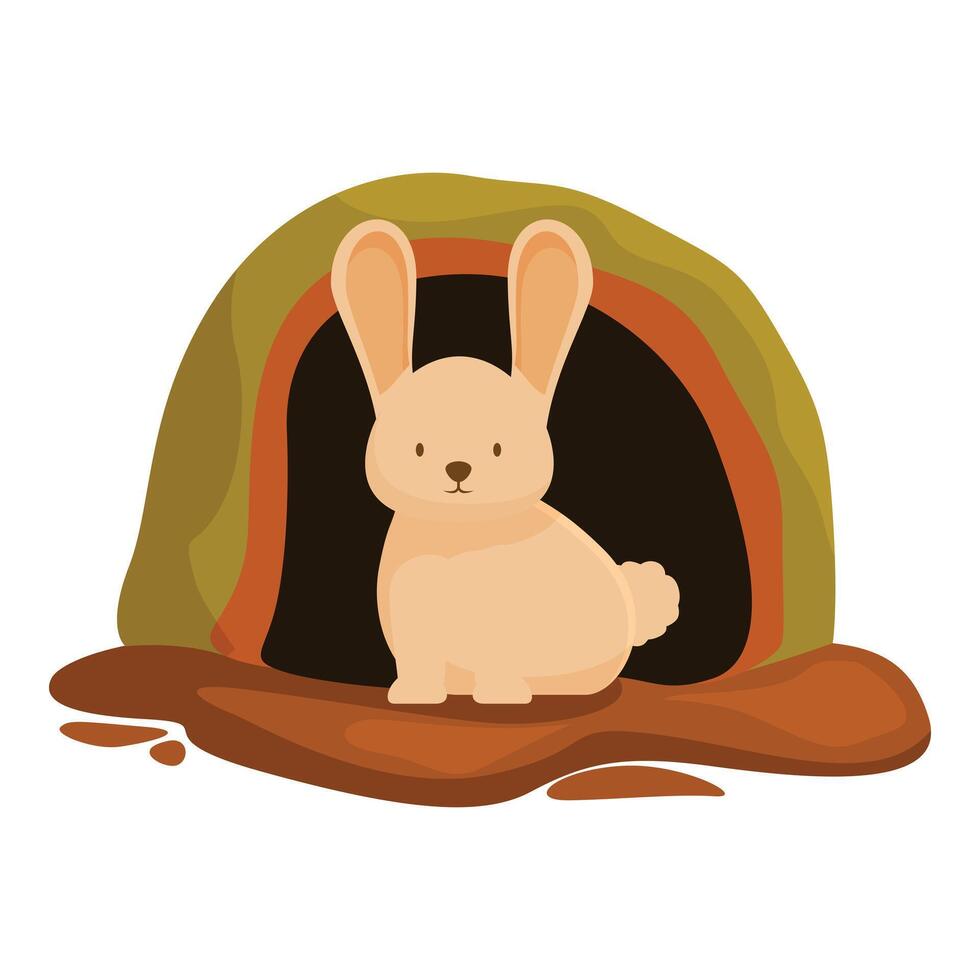 Cute little bunny resting in its cozy burrow, discovering the magic of animal habitats vector