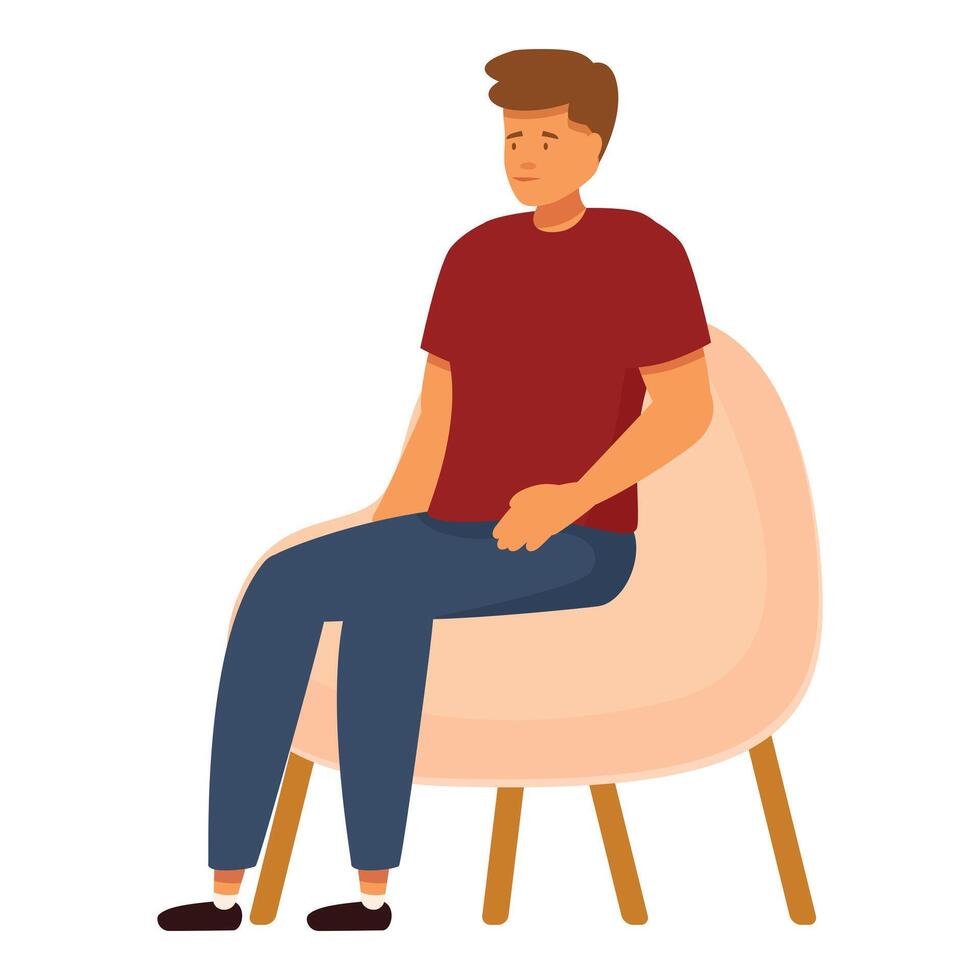 Young man sitting on comfortable chair and relaxing at home vector