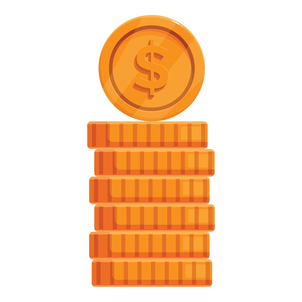 Stack of gold dollar coins increasing wealth and savings vector