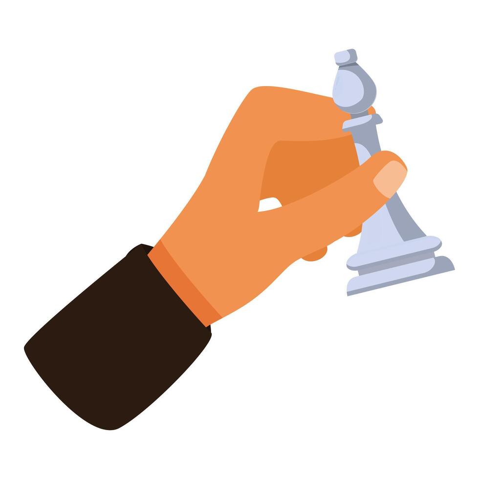 Businessman hand holding chess bishop piece making strategic move vector