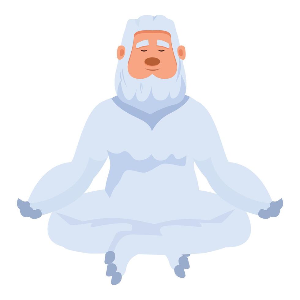 Yeti meditating in lotus position, finding inner peace in the himalayas vector