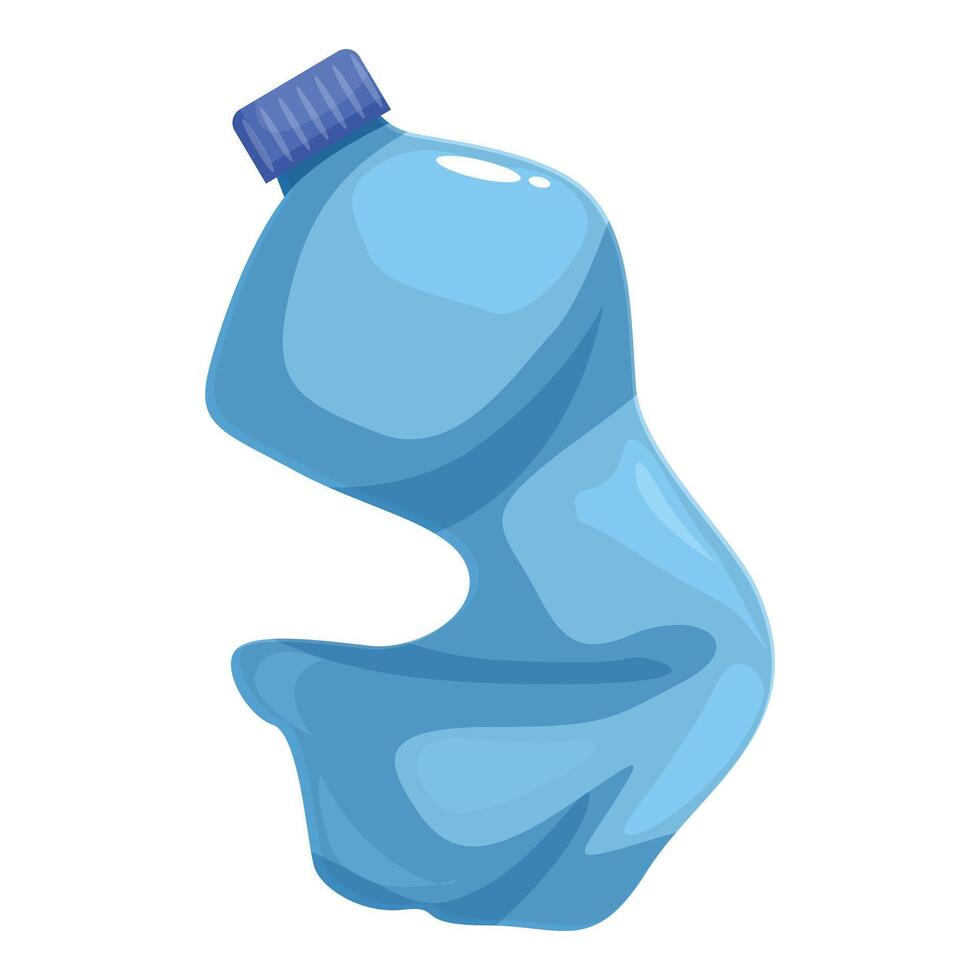 Crumpled empty plastic bottle with blue cap illustrating pollution vector
