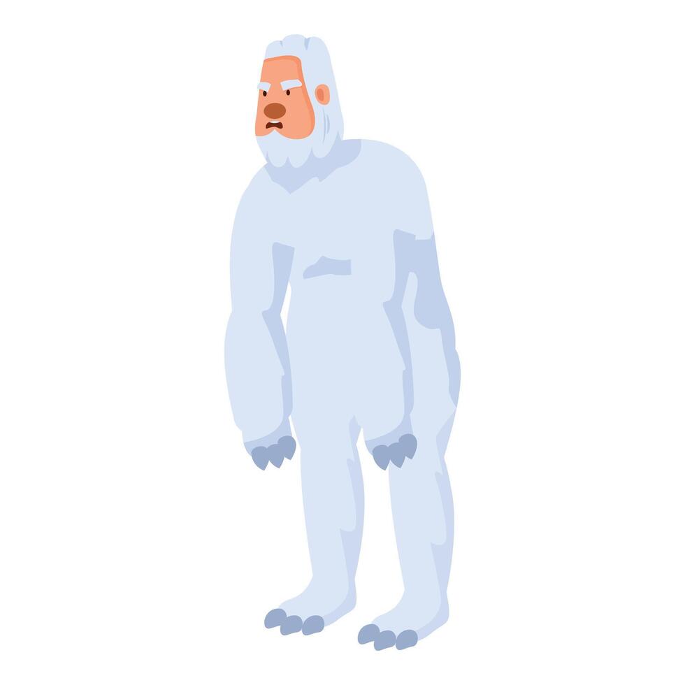 Yeti standing with sad expression showing frustration and disappointment vector