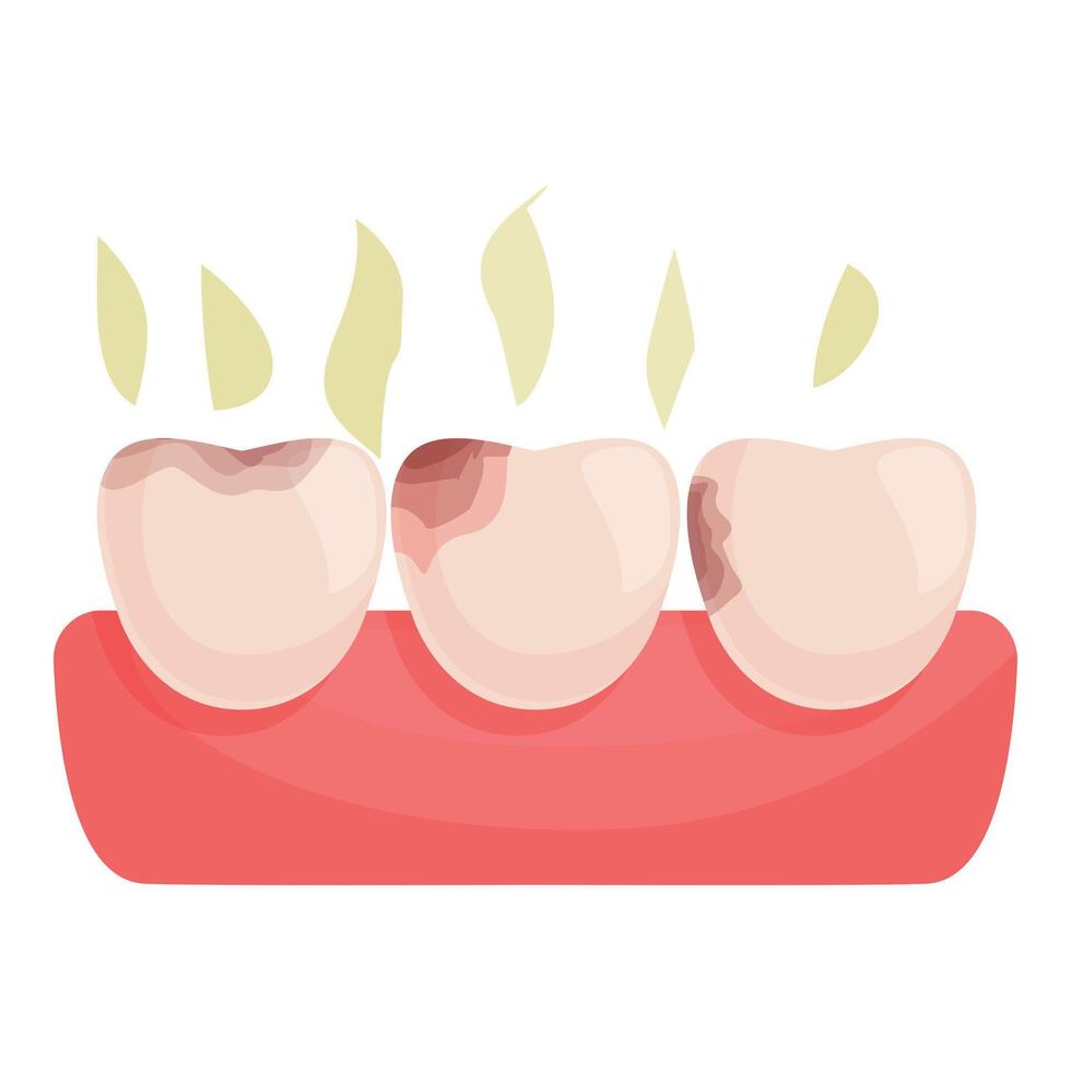 Decaying teeth showing signs of neglect and bad breath vector