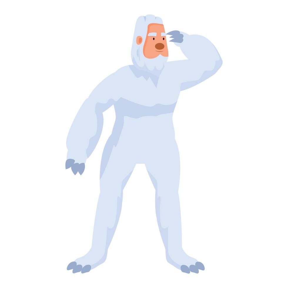 Curious yeti or bigfoot looking far away and searching something vector