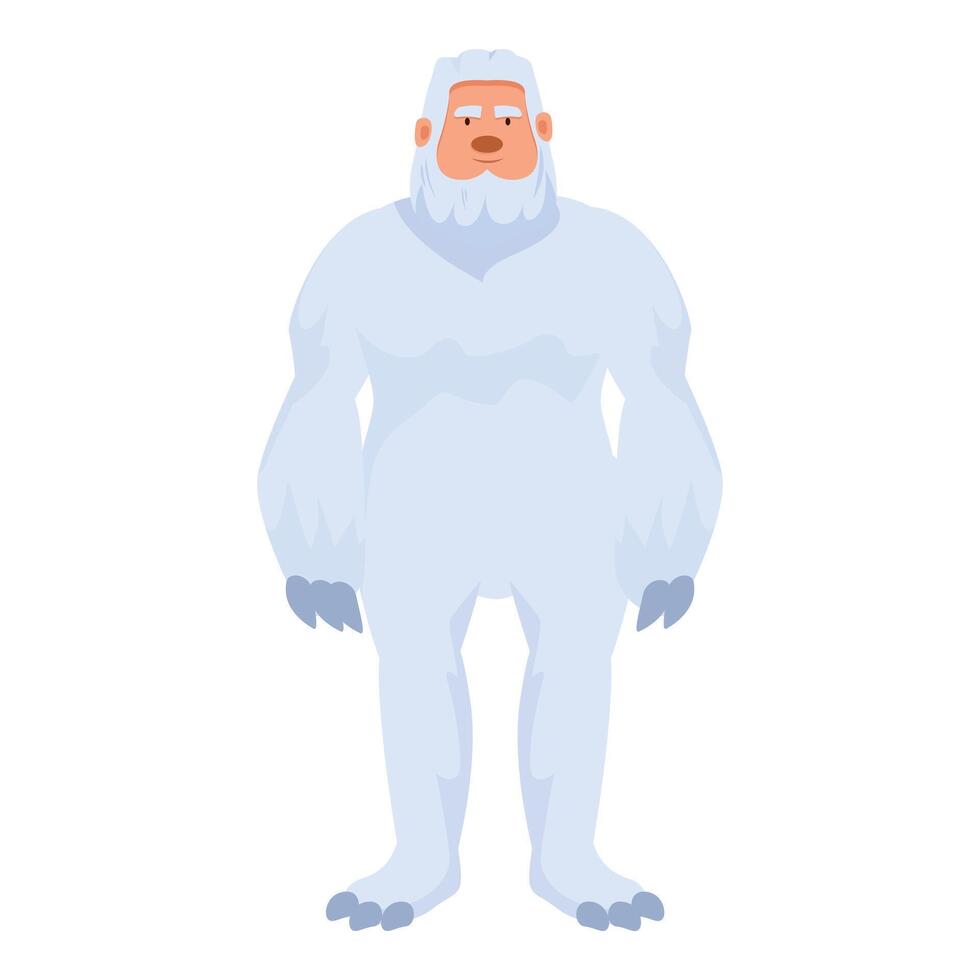 Cartoon yeti character standing still with grey hair and beard vector