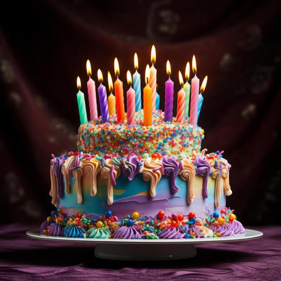 Blue Birthday Cake Photo Sweet Celebration Birthday Cake