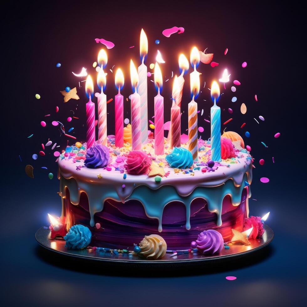 Happy Birthday Greeting Card Bokeh Background photo