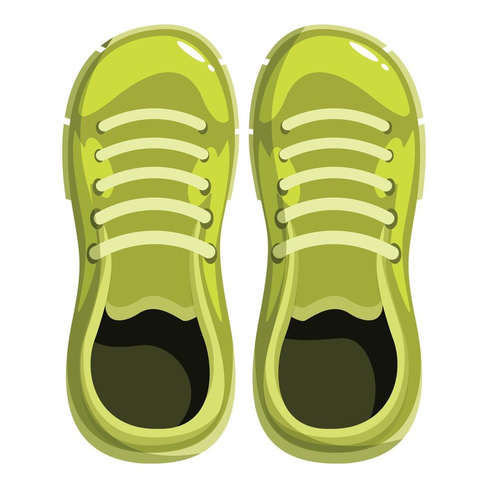 Pair of lime green sneakers from above, waiting for feet vector