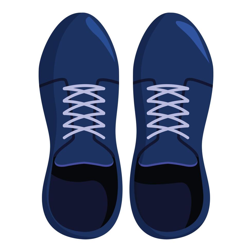 Pair of blue sneakers with purple laces seen from above vector
