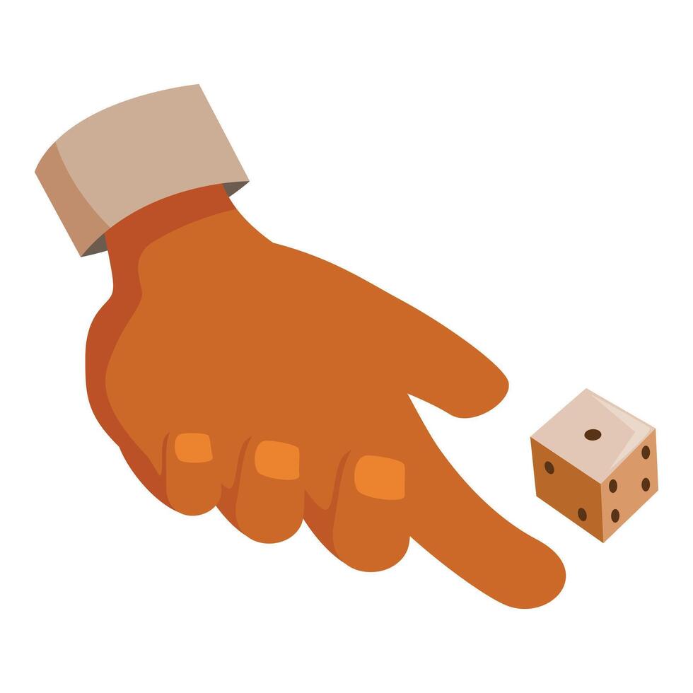 Croupier pointing at dice on white background vector