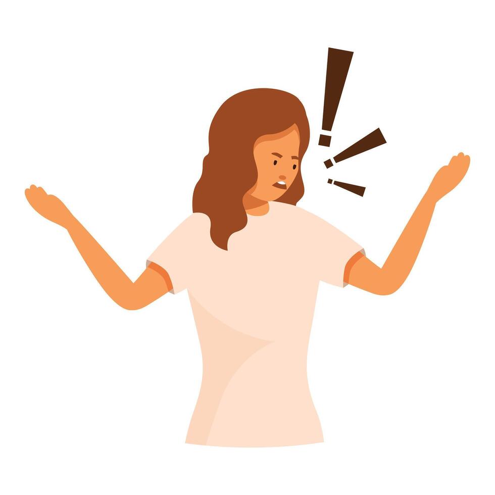 Angry woman shouting and arguing with raised hands vector