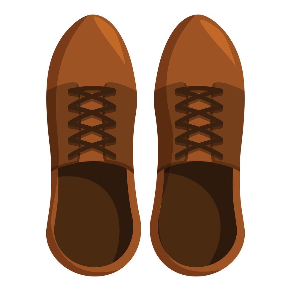 Brown leather shoes seen from above showing laces and soles vector