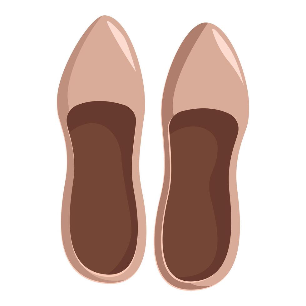 Pair of elegant women's shoes, beige ballerinas on white background vector
