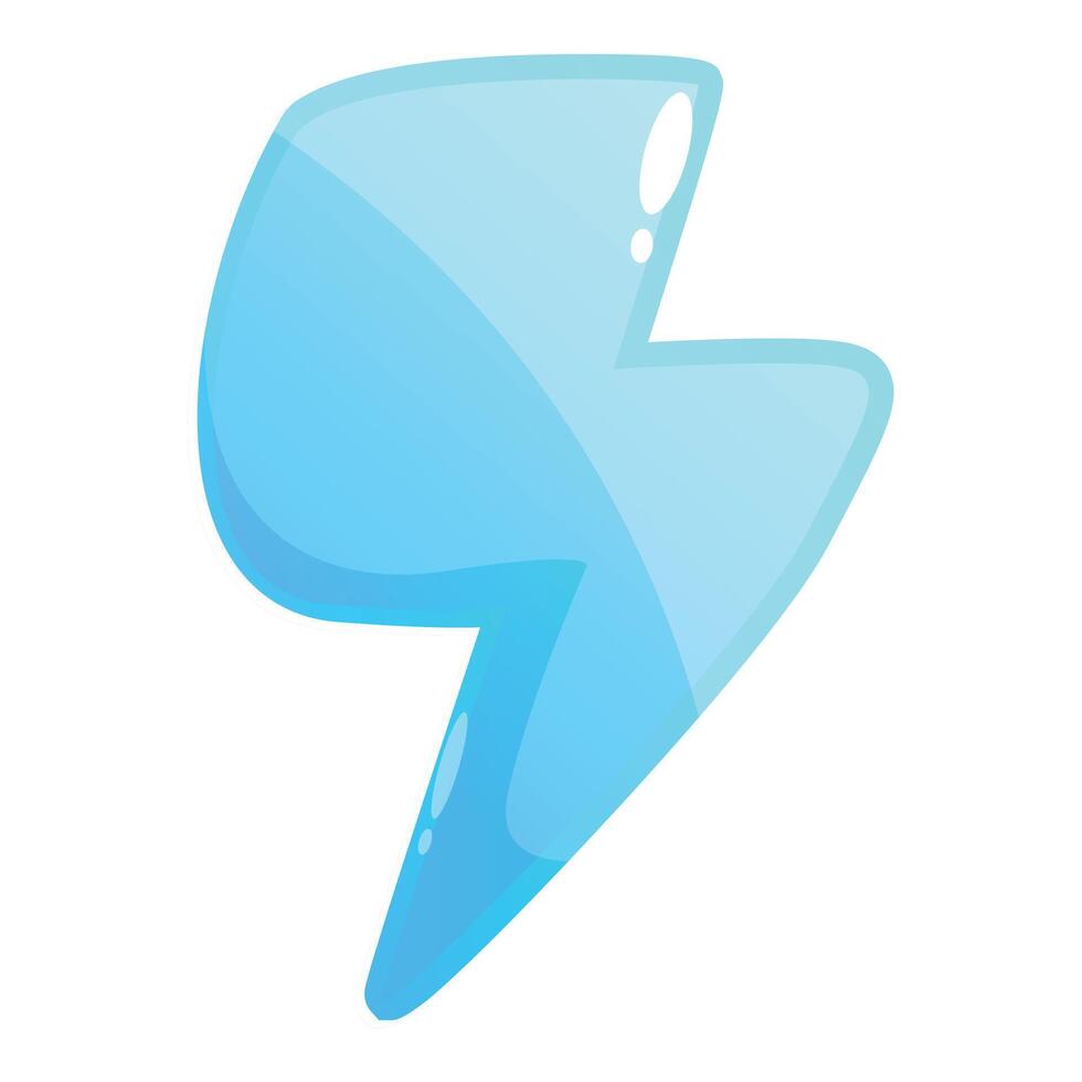 Cartoon lightning bolt striking with blue glowing effect vector