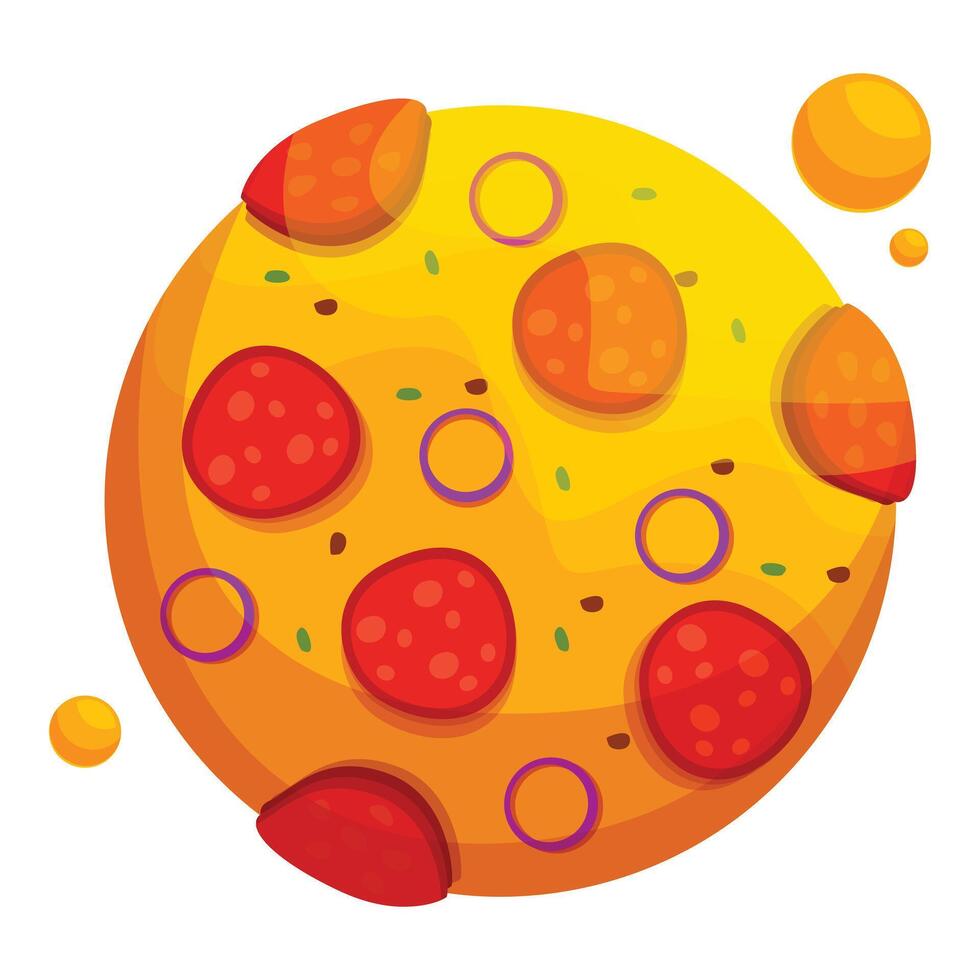 Delicious pizza planet floating in outer space with tasty toppings vector