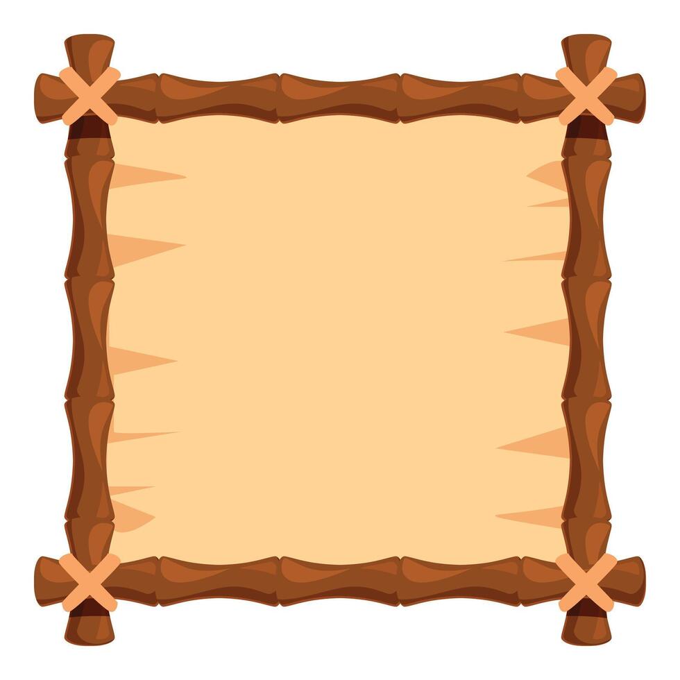 Bamboo frame holding empty parchment banner with copy space vector