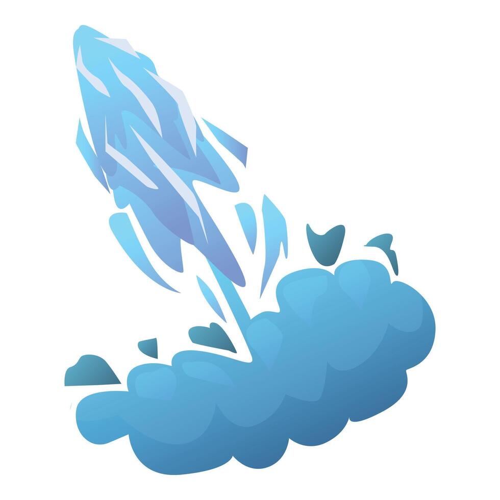 Magic ice missile exploding creating a cloud of ice shards and vapour vector