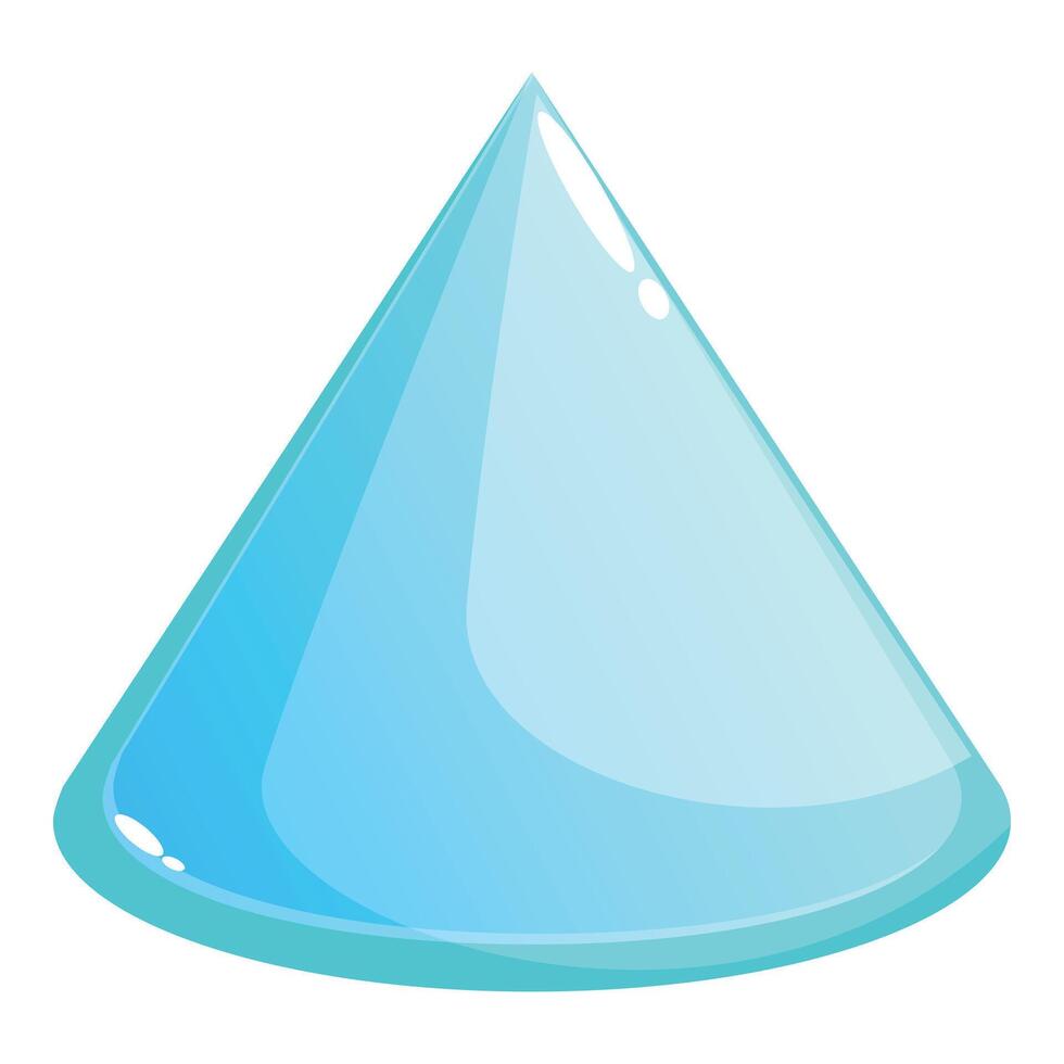 Glossy light blue cone shining brightly on white background vector