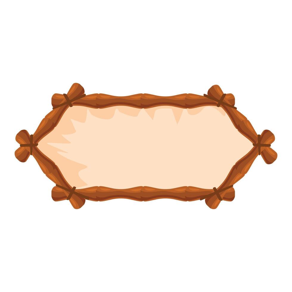 Wooden cartoon sign with tied branches showing empty space for text vector