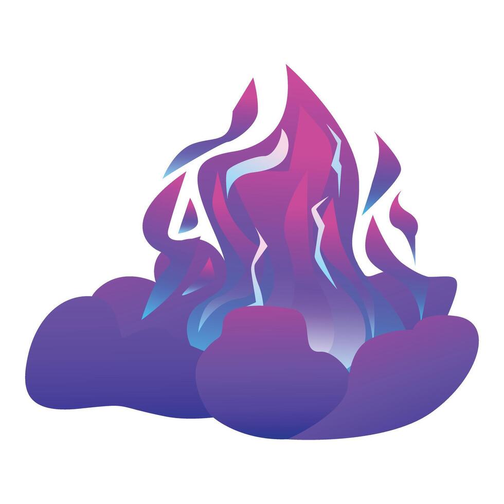 Vibrant purple and pink flames rising from abstract base on white background vector