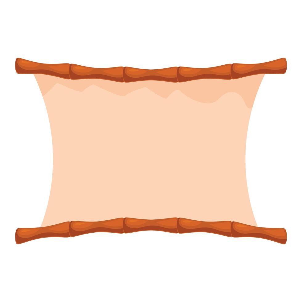 Old papyrus scroll hanging on bamboo sticks displaying empty space for text or drawing vector