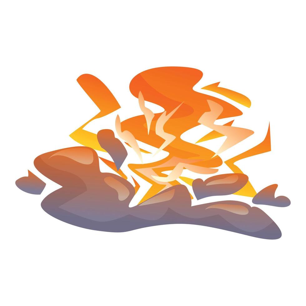 Volcanic eruption creating molten lava and smoke vector