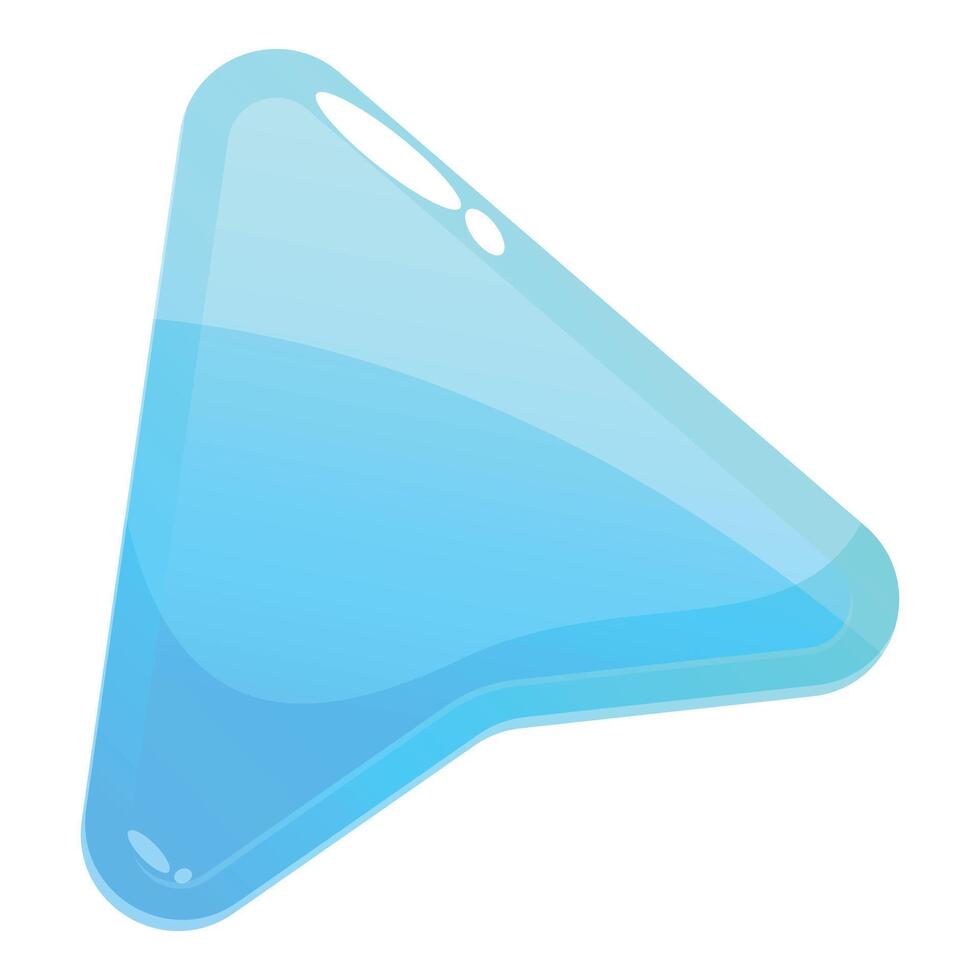 Blue cursor pointing to the right with a glossy finish vector