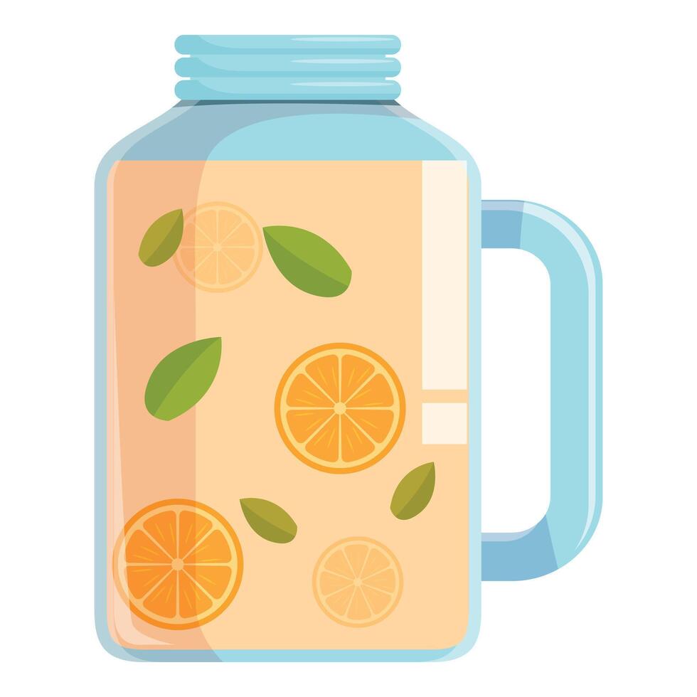 Refreshing orange and mint infused water in a glass jar vector