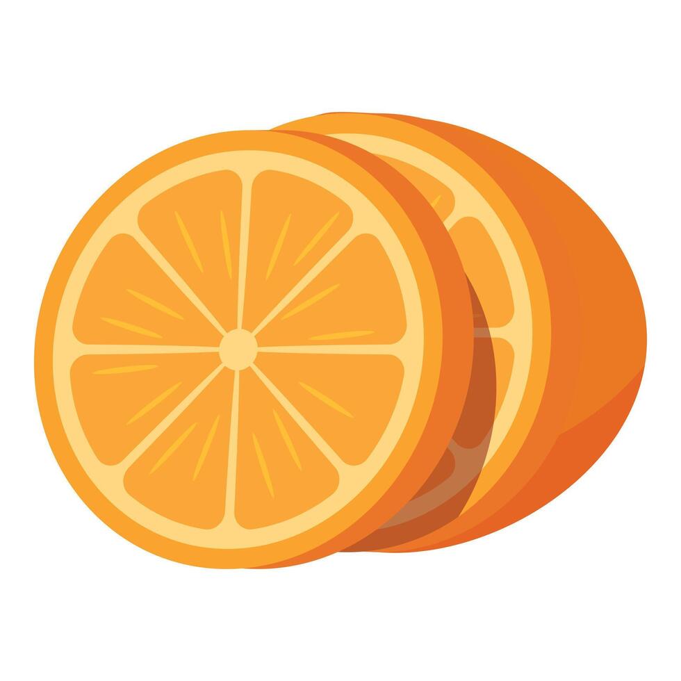 Two sliced oranges showing the pulp and segments vector