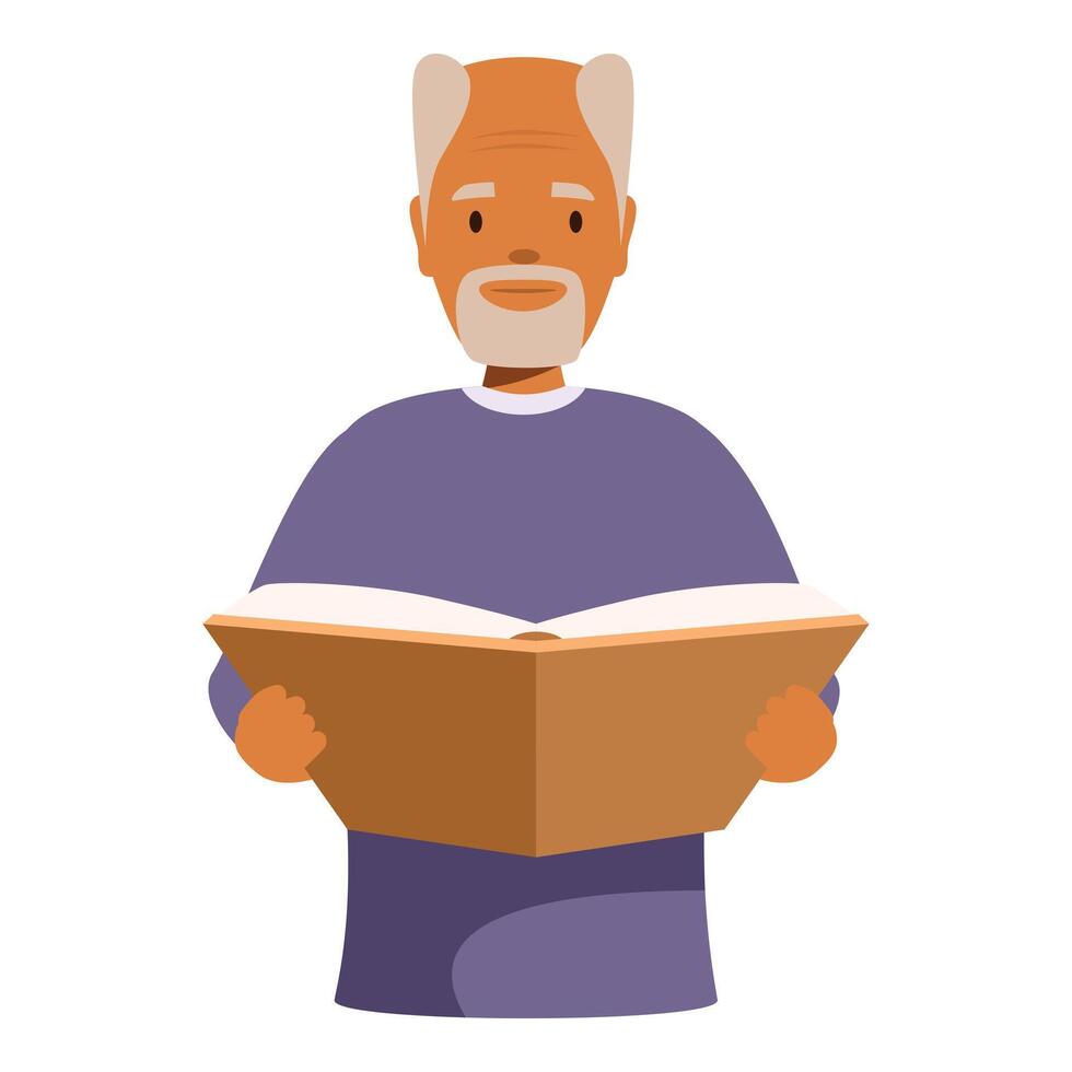 Senior man reading a book and enjoying his retirement vector