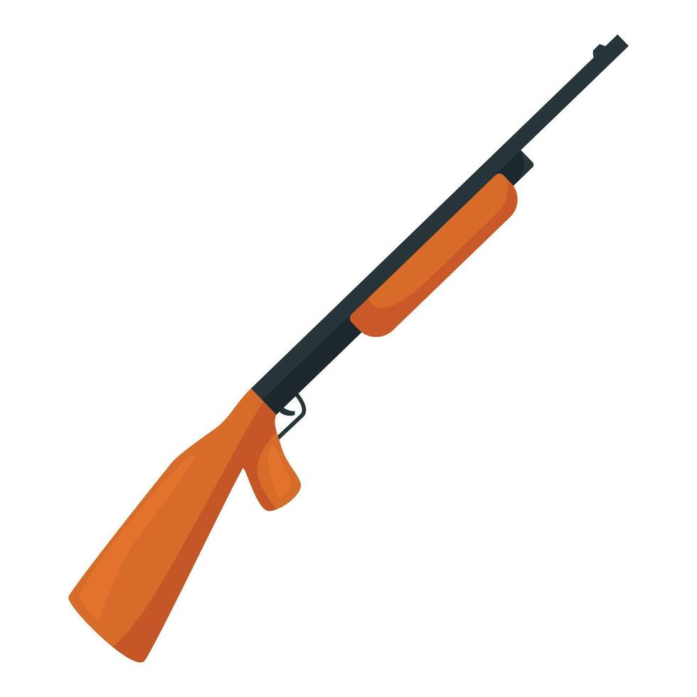 Hunting rifle with orange stock and black barrel pointing upward vector