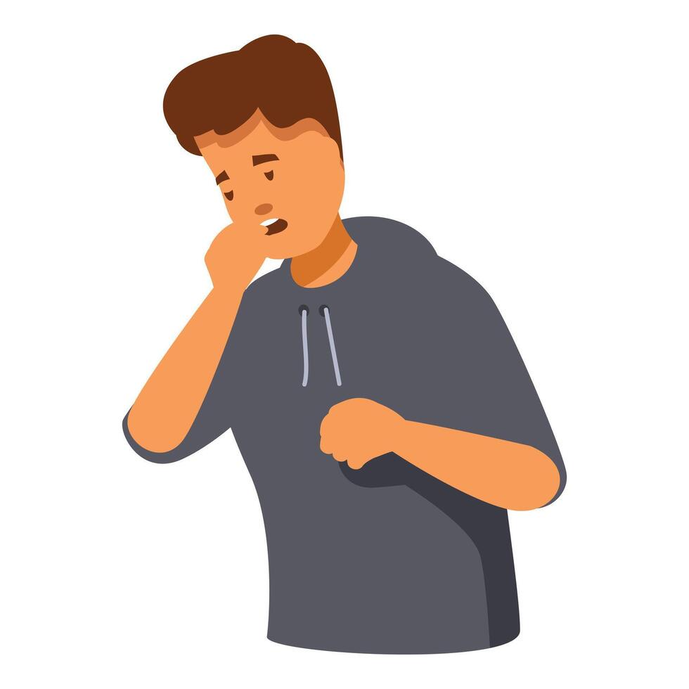 Young man coughing and experiencing respiratory illness symptoms vector