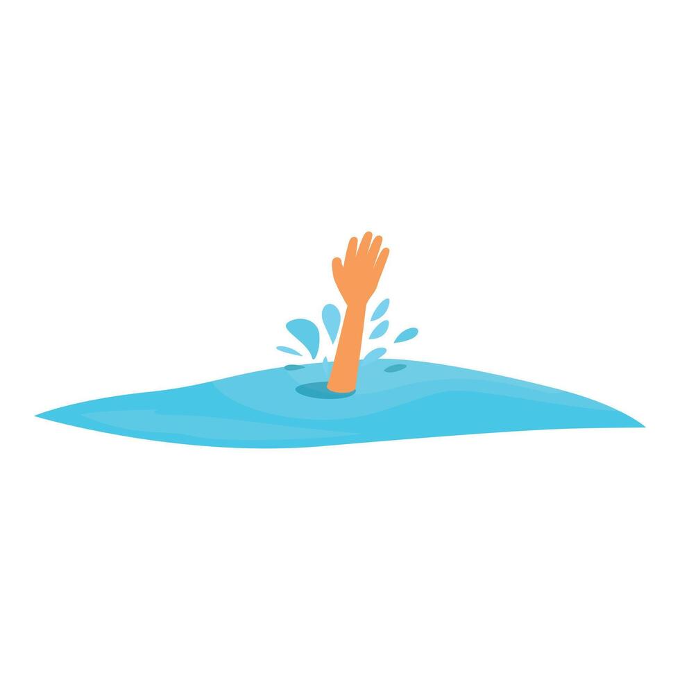Drowning person asking for help with hand raised out of water vector
