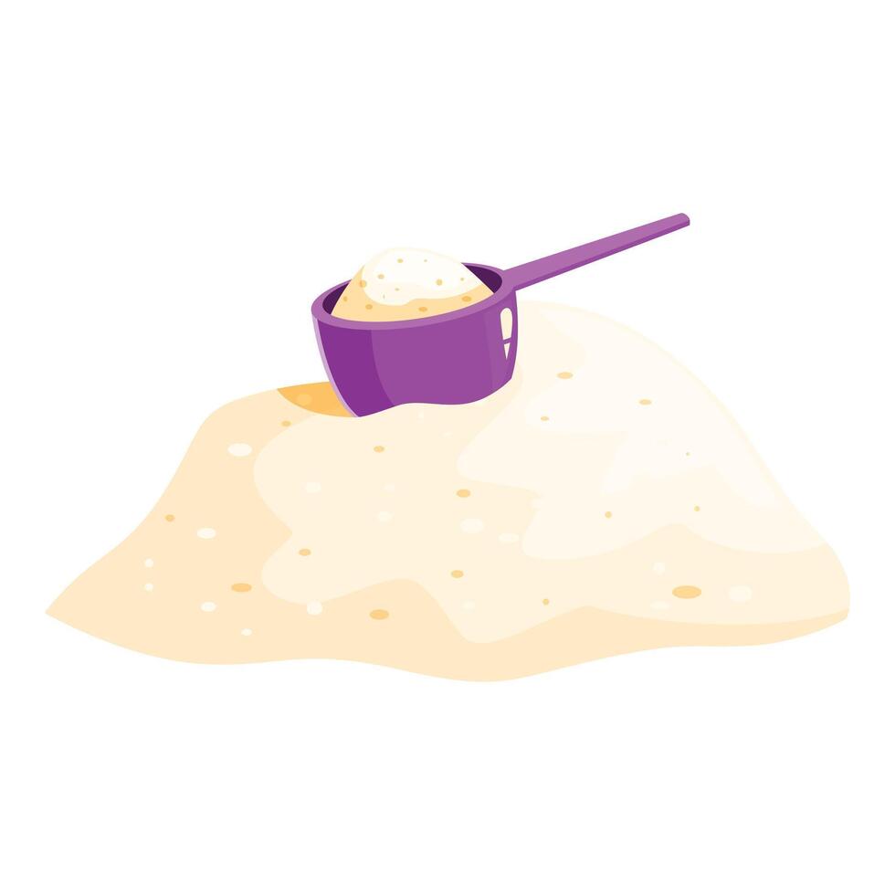 Purple scoop with dry milk powder on pile of milk powder vector