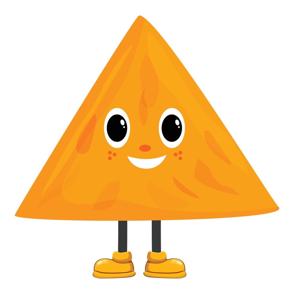Smiling cartoon nachos character wearing yellow boots is ready for a party vector
