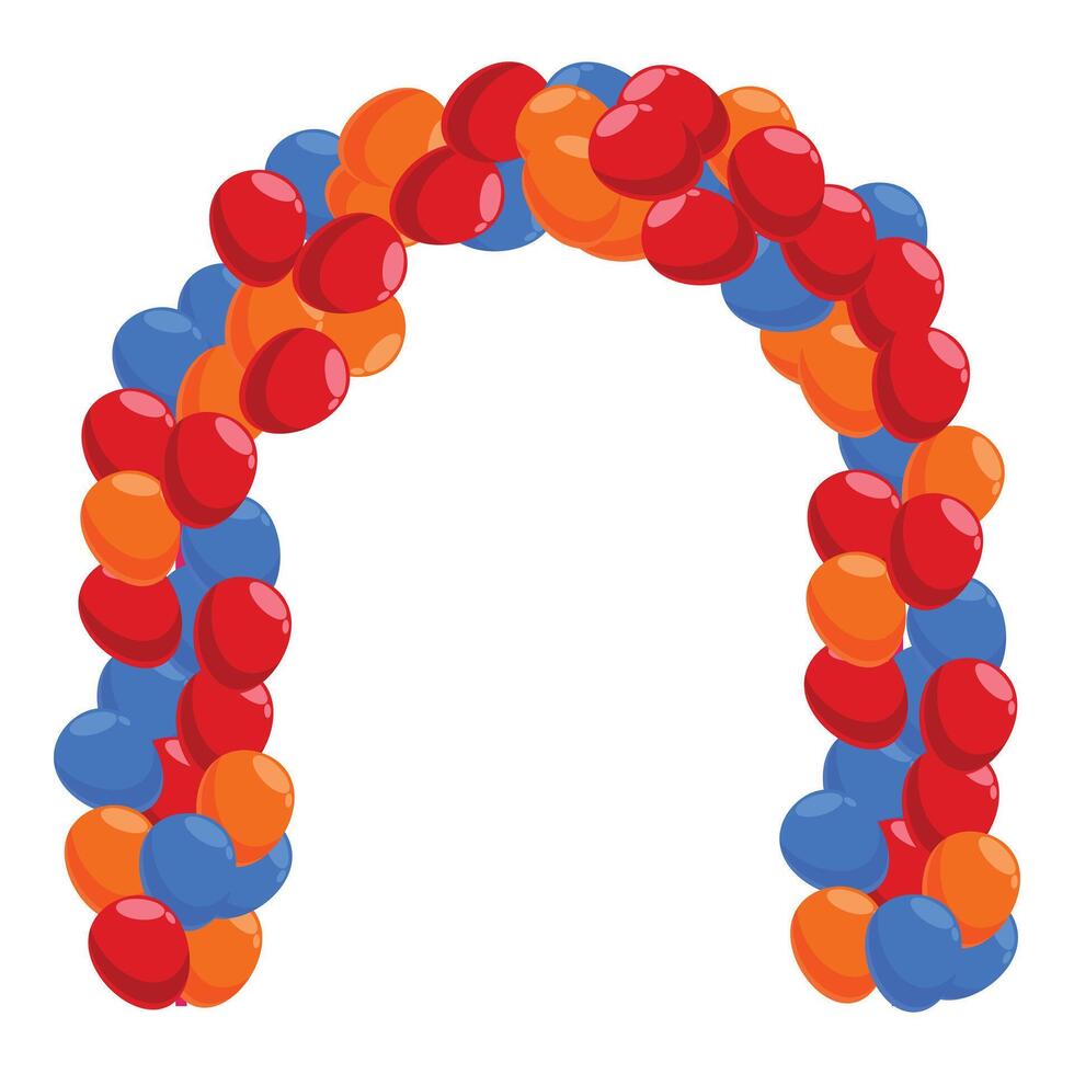 Colorful balloons arch forming an entrance for festive celebration vector