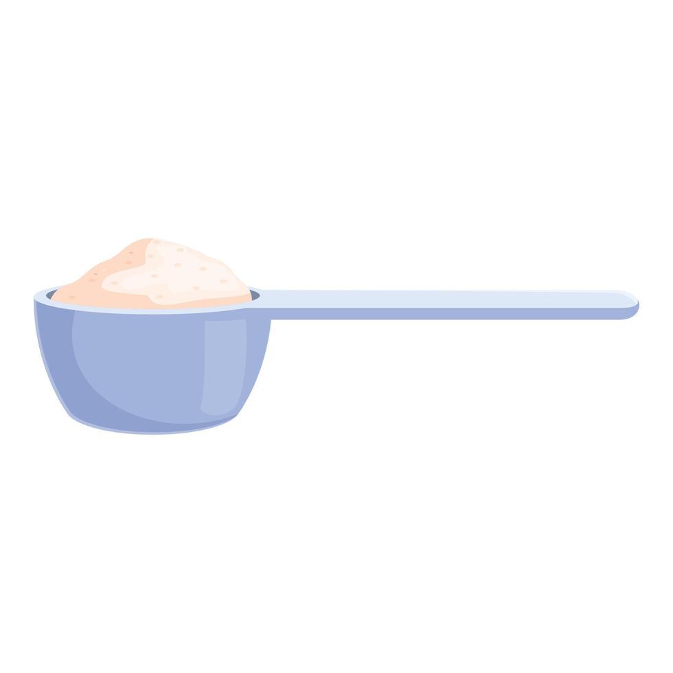 Measuring scoop containing protein powder for fitness nutrition vector