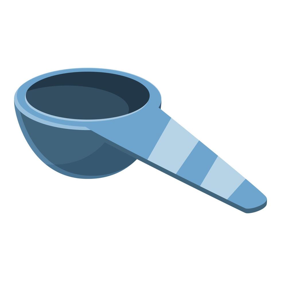 Blue measuring spoon with stripes for precise measurement of ingredients vector