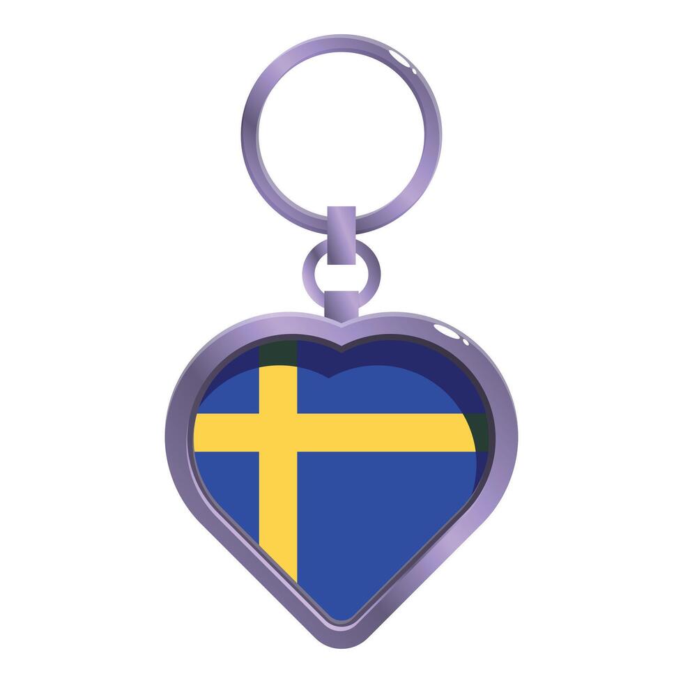 Swedish flag keychain heart shape showing love for sweden vector