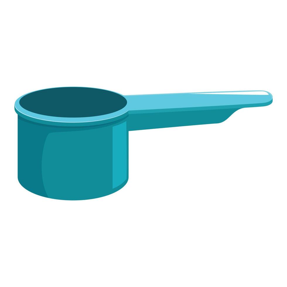 Light blue plastic measuring spoon for washing powder on white background vector