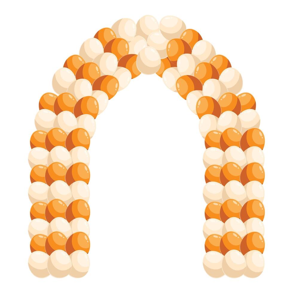Orange and white balloons forming an arch for party decoration vector