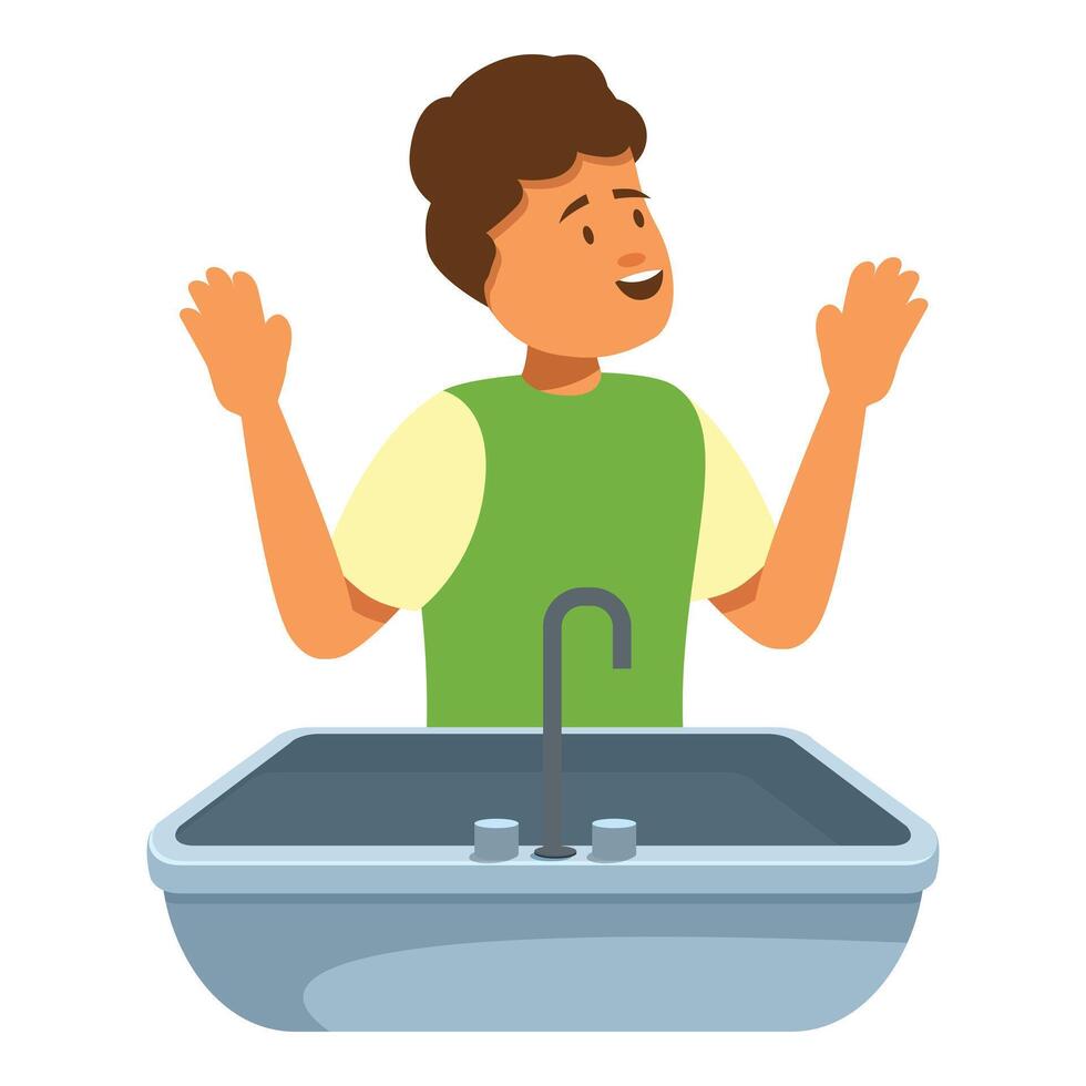 Plumber explaining how to fix kitchen sink faucet vector