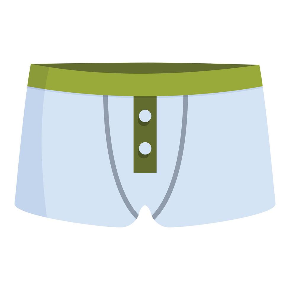 Light blue men's underpants with green elastic band and buttoned fly vector